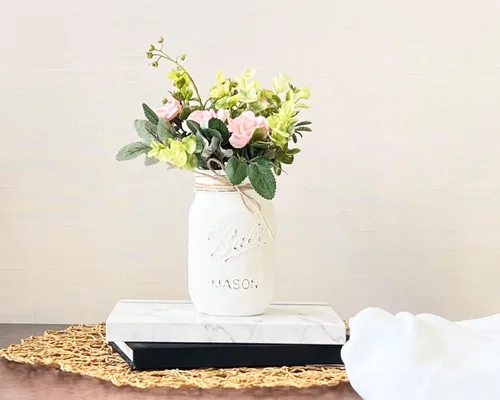 Miniatura 6 de Jarrones rústicos para centros de mesa para mesas Elige color, flores artificiales opcionales Pinta de 16 onzas, 5 pulgadas Jarrón