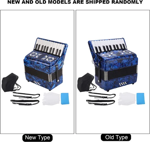 Miniatura 5 de Acordeones Para Adultos, Acordeón De Adulto Azul 22 Teclas 8 Bass Acordeón Instrumento Con Correas Ajustables Y Sonido Dulce Acordeón Portátil Para
