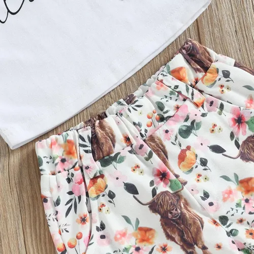 Miniatura 11 de Mandizy Conjunto de ropa de otoño para bebé niña pequeña, sudadera de manga larga con estampado de letras bendecidas, pantalones de camuflaje