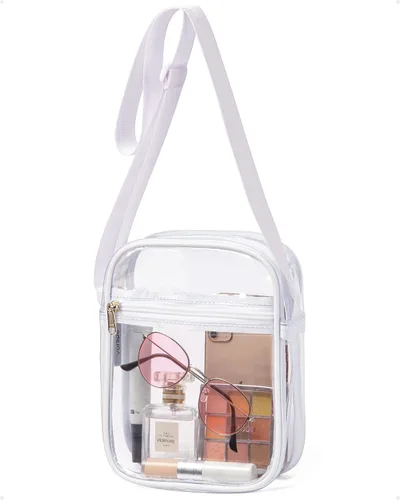 Miniatura 9 de Vorspack Bolso de PVC aprobado para estadios, bolsa cruzada transparente con bolsillo frontal para conciertos, deportes, festivales