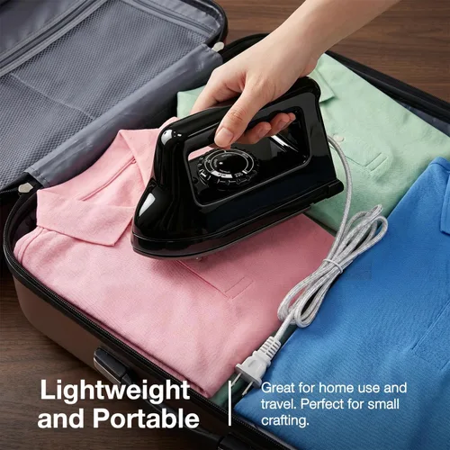 Miniatura 6 de Mini plancha para ropa, plancha de viaje, pequeña máquina eléctrica de prensa de calor para manualidades de camisetas, plancha portátil para la Negro