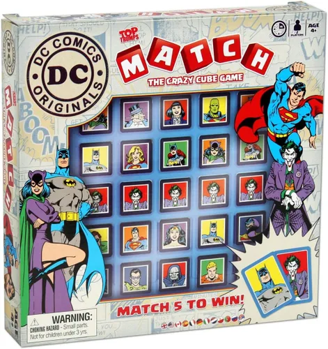 DC Superheroes Top Trumps Match Juego de mesa; juego de cubo a juego con personajes como Superman, Batman, Wonder Woman y más juego familiar para