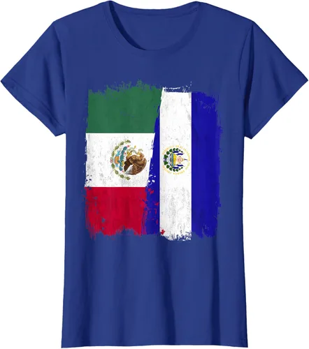 Miniatura 54 de Camiseta con la bandera mexicana de El Salvador con la mitad de la bandera mexicana de El Salvador