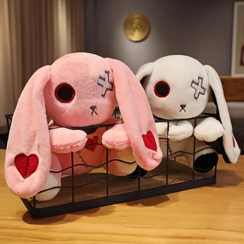 Miniatura 4 de Muñeca de conejo de peluche, juguete de peluche loco, animal de peluche de conejo aterrador de Halloween con orejas largas de pie, adecuado