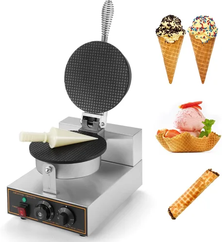 IRONWALLS Máquina comercial para hacer gofres, 110 V, 1200 W, de acero inoxidable, eléctrica, para hacer gofres con bandeja de horno antiadherente
