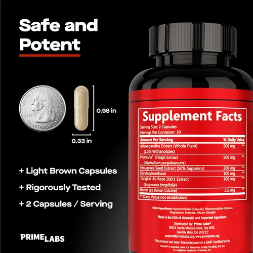 Miniatura 6 de Prime Labs Prime Test Pro - Suplemento de testosterona para hombres - Estimulante de testosterona, vitalidad y energía - con Ashwagandha, extracto