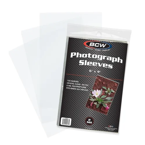 BCW Fundas para fotos de 6 x 9 – 100 unidades | Sin ácidos, sin PVC | Polipropileno transparente | Almacenamiento de archivo para fotos y postales