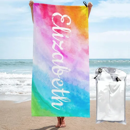 Miniatura 11 de Toallas de playa personalizadas, toalla de playa con nombre personalizado, toalla de baño de microfibra/piscina/playa con un diseño único, secado