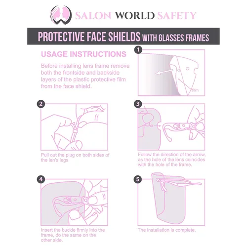 Miniatura 6 de TCP Global Salon World Protectores Faciales de Seguridad con Marcos de Gafas Rosas (Paquete de 4) - Protectores Faciales Completos Ultra