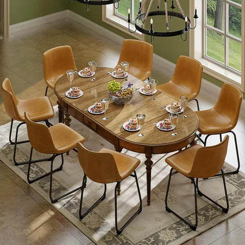 Miniatura 21 de YaFiti - Juego de 2 sillas de comedor de 18 pulgadas, sillas modernas tapizadas para comedor con cojines de piel sintética y patas de metal, silla