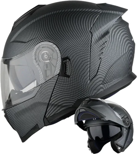 Miniatura 10 de 1Storm Casco modular de motocicleta para calle con doble visera abatible, protección solar de cara completa HJK920