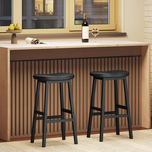 Miniatura 2 de YATINEY Juego de 2 taburetes de bar, sillas de bar, taburetes de silla de montar con superficie curva, taburetes de cocina de altura de mostrador