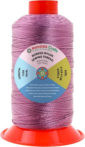 Miniatura 112 de Mandala Crafts - Hilo de nailon para coser cuero, tapicería, mezclilla y para trenzar el pelo; resistente, 1500 yardas, tamaño 69 T70 Marrón