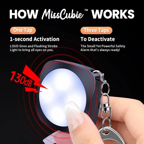 Miniatura 2 de Elecpow Alarma de seguridad personal para mujer, llavero MissCubie y equipo reflectante de alta visibilidad para correr con alarma de línea de carga