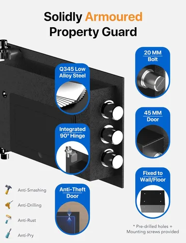 Miniatura 6 de FORFEND Smart Home Safe Caja de seguridad WiFi con aplicación de bloqueo/alarma Comando de voz, alarma de secuestro, detección de manipulación