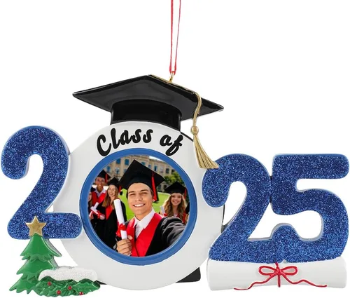 Miniatura 7 de Adorno personalizado para graduado 2025, adorno de Navidad de graduación de clase 2025, adornos de marco de fotos de graduación de felicitaciones