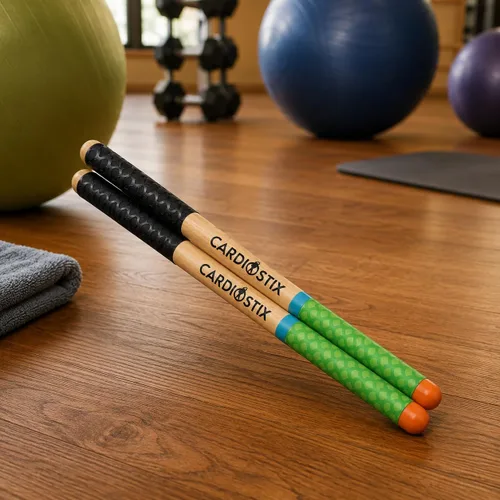 Miniatura 7 de CardioStix Paquete de 8.5 oz de baquetas de batería cardio de doble agarre de mayor peso (1 PAR) Premium de madera de nogal americano Batería