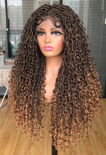 Miniatura 5 de Goddess - Pelucas sintéticas para mujeres negras, 30 pulgadas, encaje completo, diosa, bohemia, locs, trenzadas, con cabello de bebé, rastas hippie