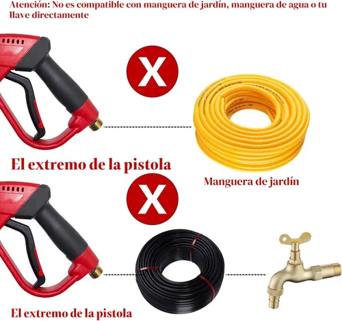 Miniatura 2 de Hourleey - Pistola de lavado a presión, pistola de lavado de alta potencia roja con extensión de varilla de repuesto, 5 puntas de boquilla, ajustes
