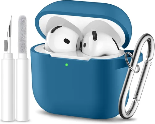 Miniatura 26 de Funda protectora completa de silicona suave para AirPods 4 con llavero y kit de limpieza, compatible con Apple Airpods 4 para mujeres y hombres