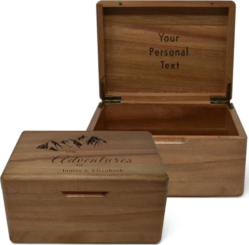 Miniatura 66 de Caja de madera grabada personalizada grande – Caja de recuerdo de madera de acacia con mensaje oculto personalizado, cajas de memoria de nogal