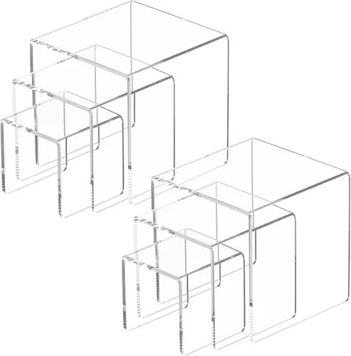 NIUBEE Juego de 2 Elevadores de Acrílico para Exhibir Figuras Funko POP, Soportes Transparentes para Pasteles para Decoraciones de Mesa de Postres y