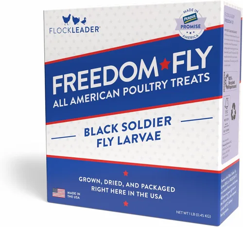 FLOCKLEADER Freedom Fly, All American Dry Black Soldier Fly - Golosinas de aves de corral, 1 libra