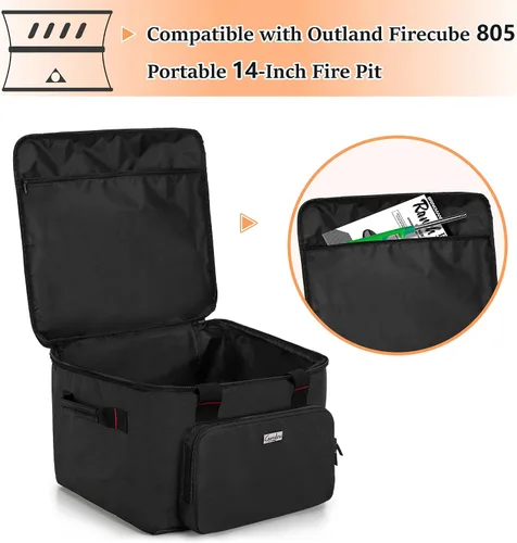 Miniatura 2 de samdew Bolsa de transporte Firecube para exteriores de 14 pulgadas, funda para hoguera de 14 pulgadas compatible con Outland Firecube 805 portátil