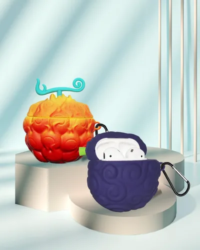 Miniatura 5 de [Paquete de 2] Funda de fruta para AirPods 2, lindo animal, bolígrafo de limpieza de silicona de dibujos animados 3D, juego de accesorios