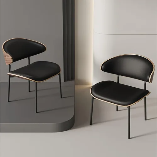 Miniatura 6 de sillas de comedor modernas de piel sintética, con respaldo alto, tapizada, para habitación, cocina, patas de metal y cocina moderna curvada (naranja)