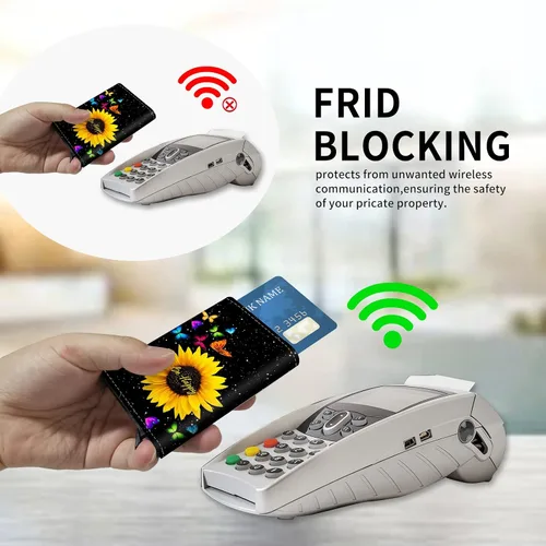 Miniatura 3 de DEGDFSGR Funda de aluminio para tarjetas de crédito, funda de cuero de primera calidad, bolsillo frontal, triple con bloqueo RFID, ranura