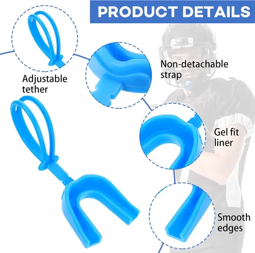 Miniatura 4 de TOODOO Protector bucal deportivo con correa, 6 unidades, sin hervir, para fútbol, boxeo, para adultos y jóvenes, protector bucal suave