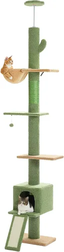 Miniatura 10 de PEQULTI - Árbol para gatos de 53 pulgadas para interiores, condominio grande, postes de rascado de sisal, hamaca y percha, diseño de cactus fresco