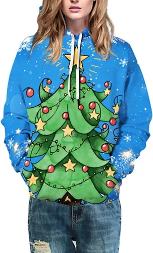Miniatura 4 de Ainuno Sudadera con capucha unisex de Navidad para hombres y parejas, divertida sudadera con capucha navideña