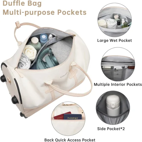 Miniatura 4 de ETRONIK Bolsa de lona con ruedas para mujer, Beige, Bolsa de lona con ruedas