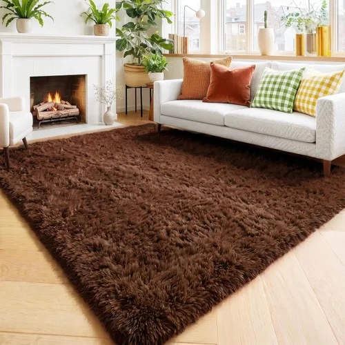 Miniatura 19 de Alfombras moradas para dormitorio de niñas, alfombra de 5 x 8 pies, alfombra peluda esponjosa para sala de estar, alfombras peludas gruesas