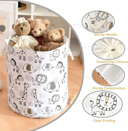 Miniatura 9 de Cesta de Ropa para Niños Extra Grande Cesta de Bebé para Guardería, 58L Cestas para Niños para Guardería Cesta de Almacenamiento de Animales