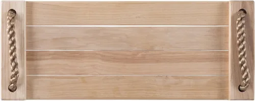 Miniatura 3 de Hey! Play! Columpio de madera, asiento de banco plano para exteriores con cuerda ajustable de nailon para colgar para niños, marco o árbol, juguete
