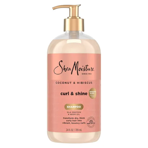 SheaMoisture Champú de coco e hibisco, para cabello grueso y rizado, para limpiar e hidratar, 24 onzas