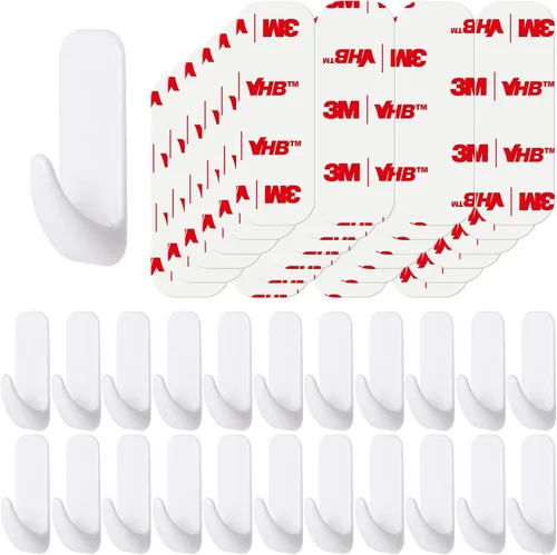 Miniatura 7 de Ganchos de pared para colgar de servicio pesado, 12 grandes autoadhesivos de pared con 16 tiras sin daño, adhesivo transparente para llaves, ducha