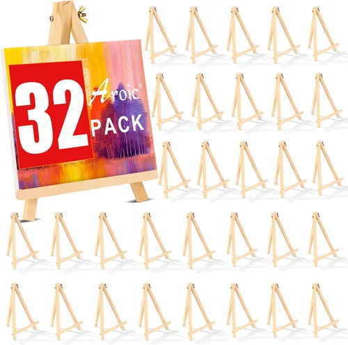 Miniatura 11 de AROIC Caballete de 9 pulgadas para pintar, paquete de 6 caballetes de madera para letreros, caballetes de mesa para pintar lienzos, caballete
