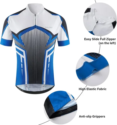 Miniatura 4 de BALEAF Mens Cycling Jersey Short Sleeve Bike Shirts 4 Pockets Road Biking Tops Full Zip Clothing MTB Breathable UPF 50