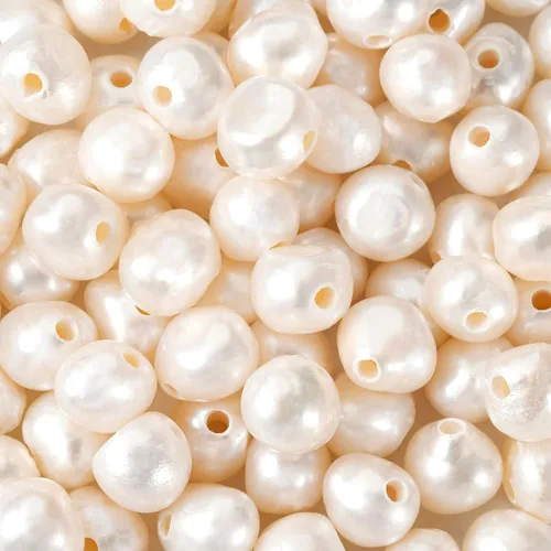 Miniatura 6 de Beadthoven - 120 cuentas ovaladas naturales de agua dulce de 0.069 a 0.394 pulgadas (0.071 in) con agujero grande grande en forma de arroz