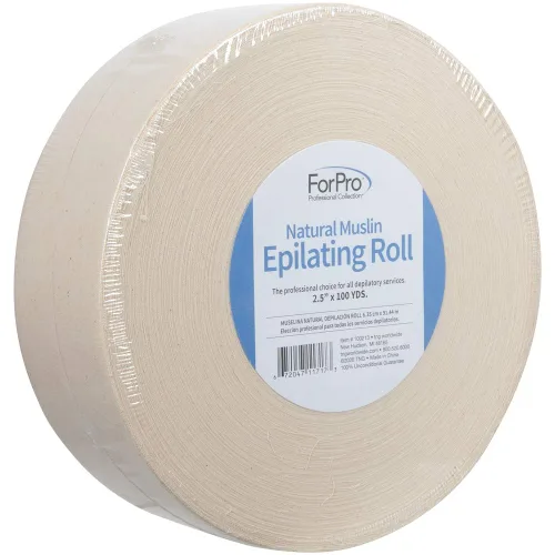 ForPro Premium - Rollo de depilación de muselina natural para depilación corporal y facial, resistente al desgarro, sin pelusas, 2.5 pulgadas de