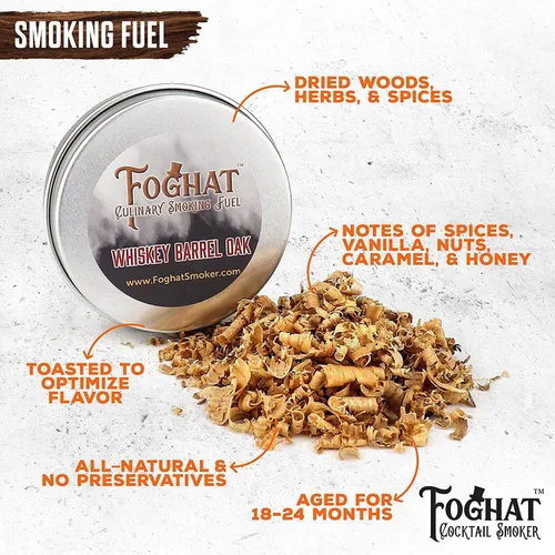 Miniatura 5 de The Foghat - Kit de ahumador de cóctel ahumado a la antigua moda con antorcha (sin butano) con virutas de madera de roble de barril de bourbon