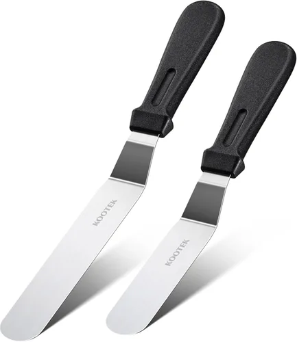 Kootek Juego de espátulas de glaseado en ángulo con hoja de 6 y 8 pulgadas, espátula de acero inoxidable para glaseado, espátulas más suaves para