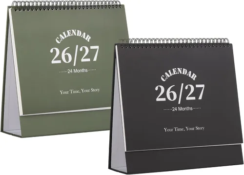 Miniatura 18 de Calendario de escritorio 2026-2027, calendario de 2 años desde enero de 2026 hasta diciembre de 2027, planificador mensual de mesa con calcomanías