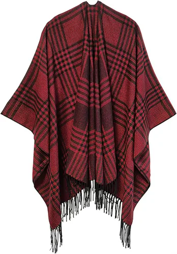 Miniatura 33 de Poncho chal para mujer, suéteres suaves y cálidos para mujer, parte delantera abierta, poncho de viaje para otoño, invierno y primavera