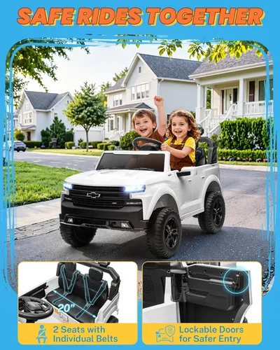 Miniatura 6 de ENYOPRO - Juguetes de paseo de 2 plazas y 24 voltios para niños, con licencia Chevrolet Silverado LT Trail Boss Ride on Truck con control remoto