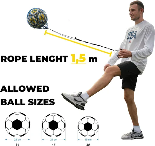 Miniatura 5 de PodiuMax Entrenador de Patadas de Fútbol Individual con Mango con Nuevo Diseño de Red con Bloqueo de Balón, Red Elástica Bungee de Entrenamiento